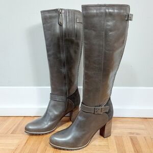 Fabianelli Women Heeled Zip Up Buckle Knee High Boots Size 39 EU Italian Leather